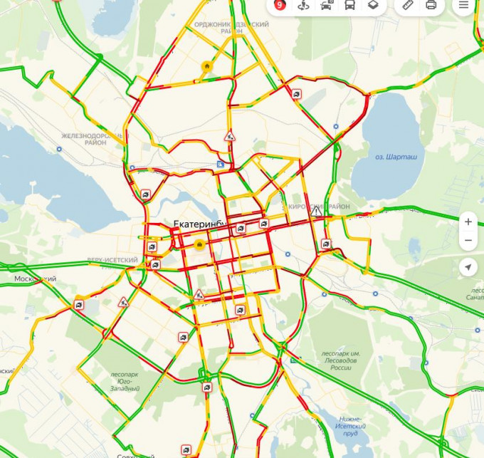 Карта пробки в екатеринбурге